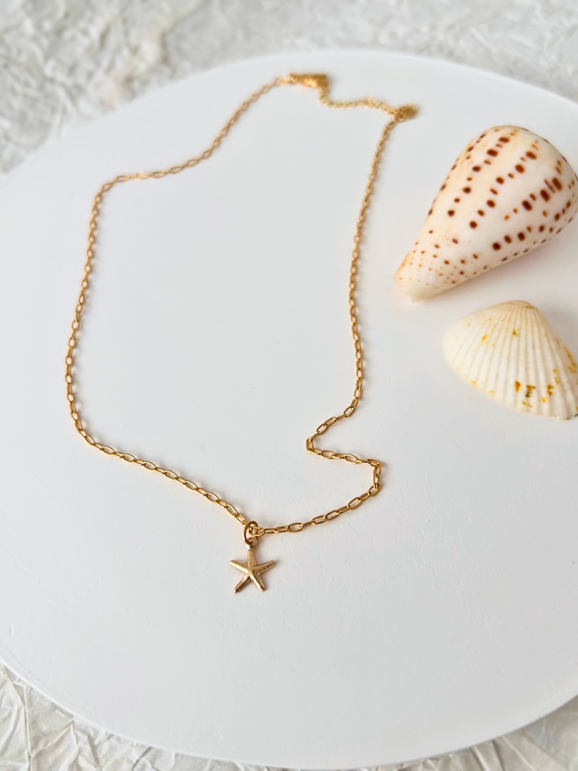 Delicado choker con estrella de mar. En oro laminado (gold-filled) 18K y 14K. Duradero e hipoalergénico. Minimalista, versátil y perfecto para usar a diario. Un regalo ideal para una mujer querida amante de la playa. Trópico Jewelry