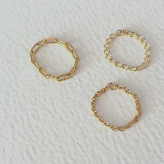 Anillos de cadena en oro laminado 18K, delicados y duraderos