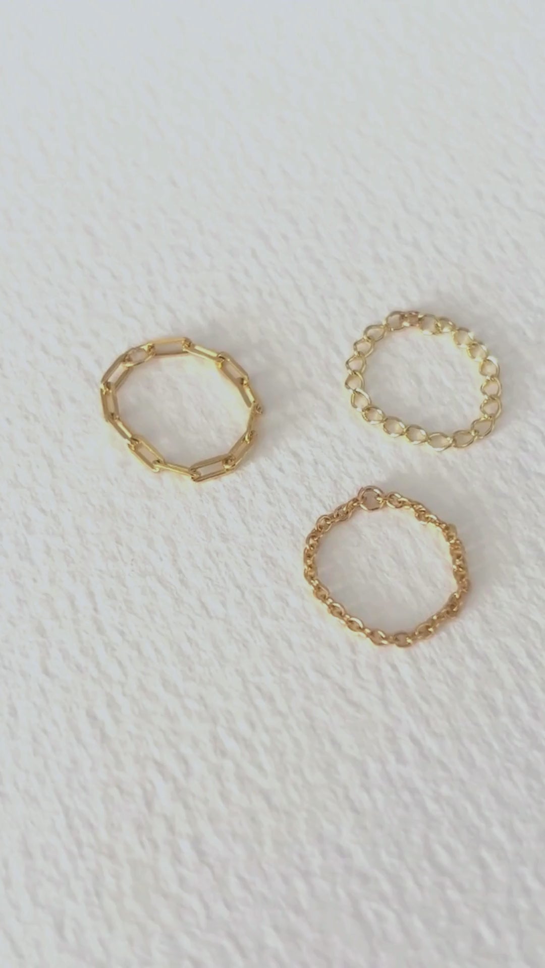 Anillos de cadena en oro laminado 18K, delicados y duraderos